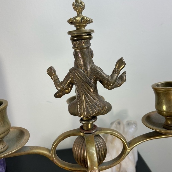 Vintage Brass Candelabra  with Figurine Design Elegant Decorative Piece - Picture 11 of 13